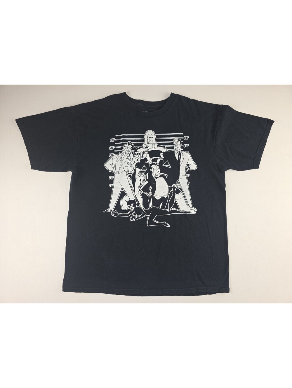 DC Comics Batman Villains Mugshots Lineup 2015 Graphic Black T-Shirt Men’s XL
